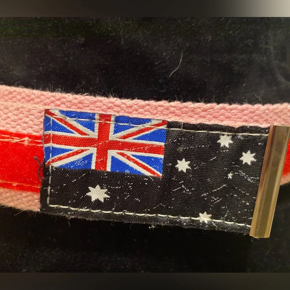 Pink Canvas Belt with Australian Flag Patch unisex 43” L